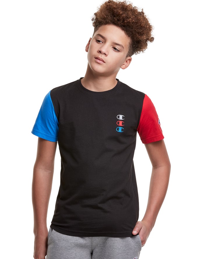 Camiseta Champion Niño - Triple Stacked Logo ( Negras ) 1260839-US